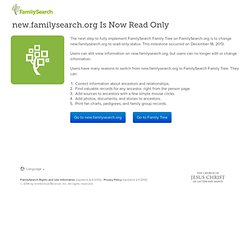 Welcome to FamilySearch