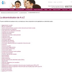 La décentralisation de A à Z (DecentralisationAZ.WebHome) - CNFPT