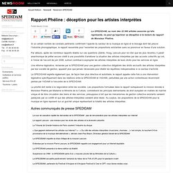 Rapport Phéline : déception pour les artistes interprètes