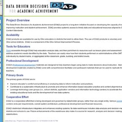 Data Driven Decisions for Academic Achievement (D3A2) - Project Overview