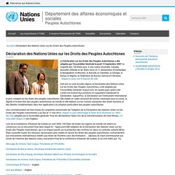Déclaration des Nations Unies sur les Droits des Peuples Autochtones