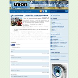 Déclaration de l’Union des consommateurs - Union des consommateurs