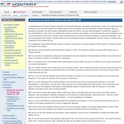 Déclaration des Droits de l'Homme et du Citoyen de 1789 / Constitution / Droit français / Accueil