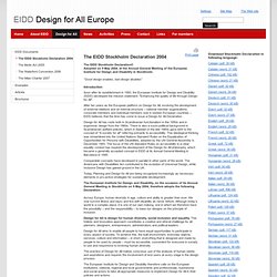 The EIDD Stockholm Declaration 2004 - www.designforalleurope.org