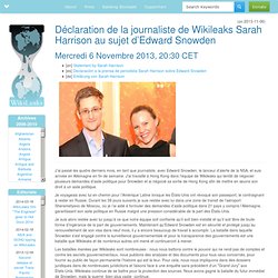 Déclaration de la journaliste de Wikileaks Sarah Harrison au sujet d’Edward Snowden