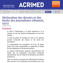 Déclaration des devoirs et des droits des journalistes (Munich, 1971)