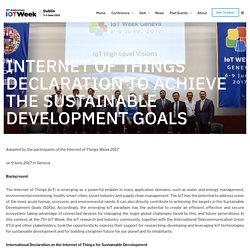 Internet of Things declaration to achieve the sustainable development goals – IoT Week