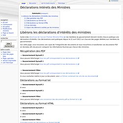 Déclarations Intérets des Ministres - Wiki NosDonnées.
