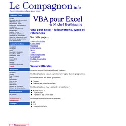 VBA - Déclarations, types et références