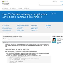 How To Declare an Array at Application Level Scope in Active Server Pages