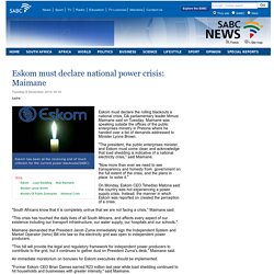 Eskom must declare national power crisis: Maimane