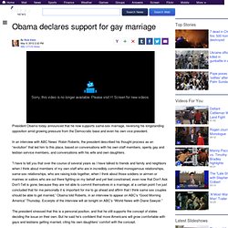 Obama declares support for gay marriage