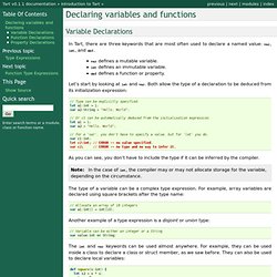 Declaring variables and functions — Tart v0.1.1 documentation