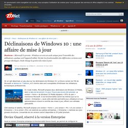 Déclinaisons de Windows 10 : une affaire de mise à jour