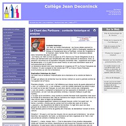 [Collège Jean Deconinck] Le Chant des Partisans : contexte historique et analyse