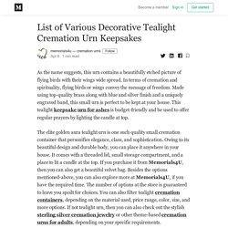 List of Various Decorative Tealight Cremation Urn Keepsakes
