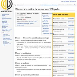 Découvrir la notion de source avec Wikipédia — WikiNotions