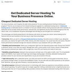 Get Dedicated Server Hosting To Your Business Presence Online. — Teletype