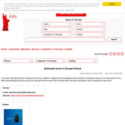 Details of Dedicated server services in Europe by 2Cloud