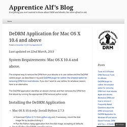 DeDRM AppleScript for Mac OS X 10.5, 10.6, and 10.7 « Apprentice Alf's Blog