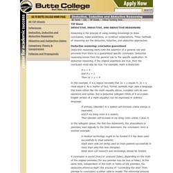 Deductive, Inductive and Abductive Reasoning - TIP Sheet - Butte College