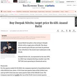 Deepak Nitrite share price: Buy Deepak Nitrite, target price Rs 635: Anand Rathi