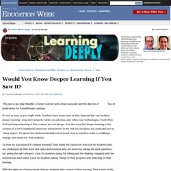 Would You Know Deeper Learning If You Saw It? - Learning Deeply