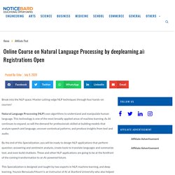 Online Course on Natural Language Processing by deeplearning.ai: Registrations Open - Noticebard