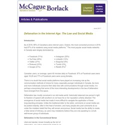 Defamation in the Internet Age: The Law and Social Media - McCague Borlack LLP