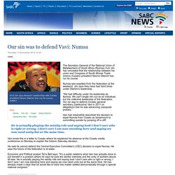 Our sin was to defend Vavi: Numsa:Thursday 13 November 2014