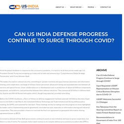 US India Defense Progress during COVID 19 - USISPF