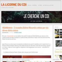 #DéfiBabelio : 2 nouvelles Boîtes-Résumés créées par nos élèves d’Arts-classe