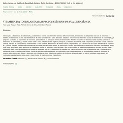Faculdade Estácio de Sá de Goiás - 2019 - VITAMINA B12 (COBALAMINA): ASPECTOS CLÍNICOS DE SUA DEFICIÊNCIA