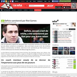 Deficio sanctionné par Riot Games