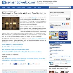 Defining the Semantic Web in a Few Sentences