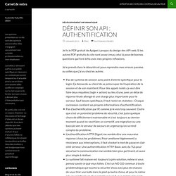 Définir son API : authentification