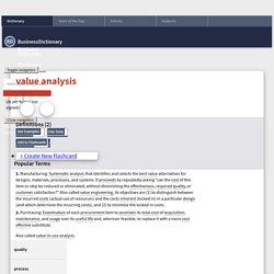 What is value analysis? definition and meaning - BusinessDictionary.com
