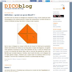 Définition : qu'est ce qu'un BILLET ? - DicoBlog - Des définitions pour comprendre les blogs