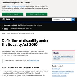 Disability and the Equality Act 2010 : Directgov - Disabled people