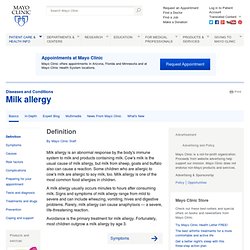 Milk allergy Definition