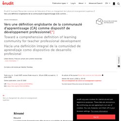 Vers une définition englobante de la communauté d… – Revue des sciences de l’éducation