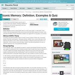 Iconic Memory: Definition, Examples & Quiz