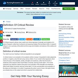 Definition Of Critical Review