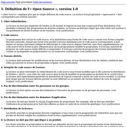 Définition de l'« Open Source », version 1.0: Définition de l'« Open Source », version 1.0