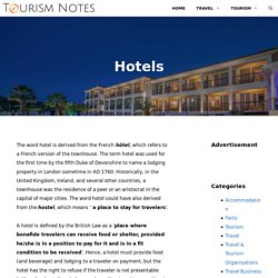 Hotels - Definition, History, Types, and Organisation Structure or Core Areas