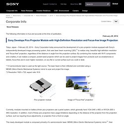 News Releases - Sony Develops Pico Projector Module with High-Definition Resolution and Focus-free Image Projection