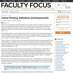 Critical Thinking: Definitions and Assessments