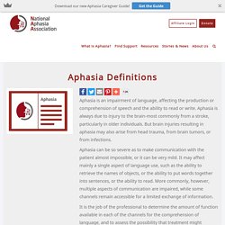 Aphasia Definitions - National Aphasia Association