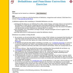 Definitions and Functions Correction Exercise