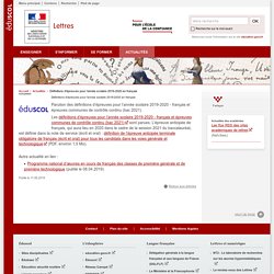 Définitions d’épreuves pour l’année scolaire 2019-2020 en français - Lettres - Éduscol